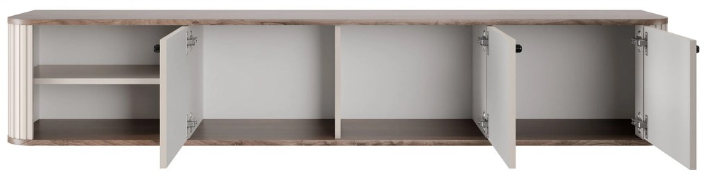 Vesper fali TV szekrény 187 cm háromajtós - kasmír / dió / fekete fogantyú