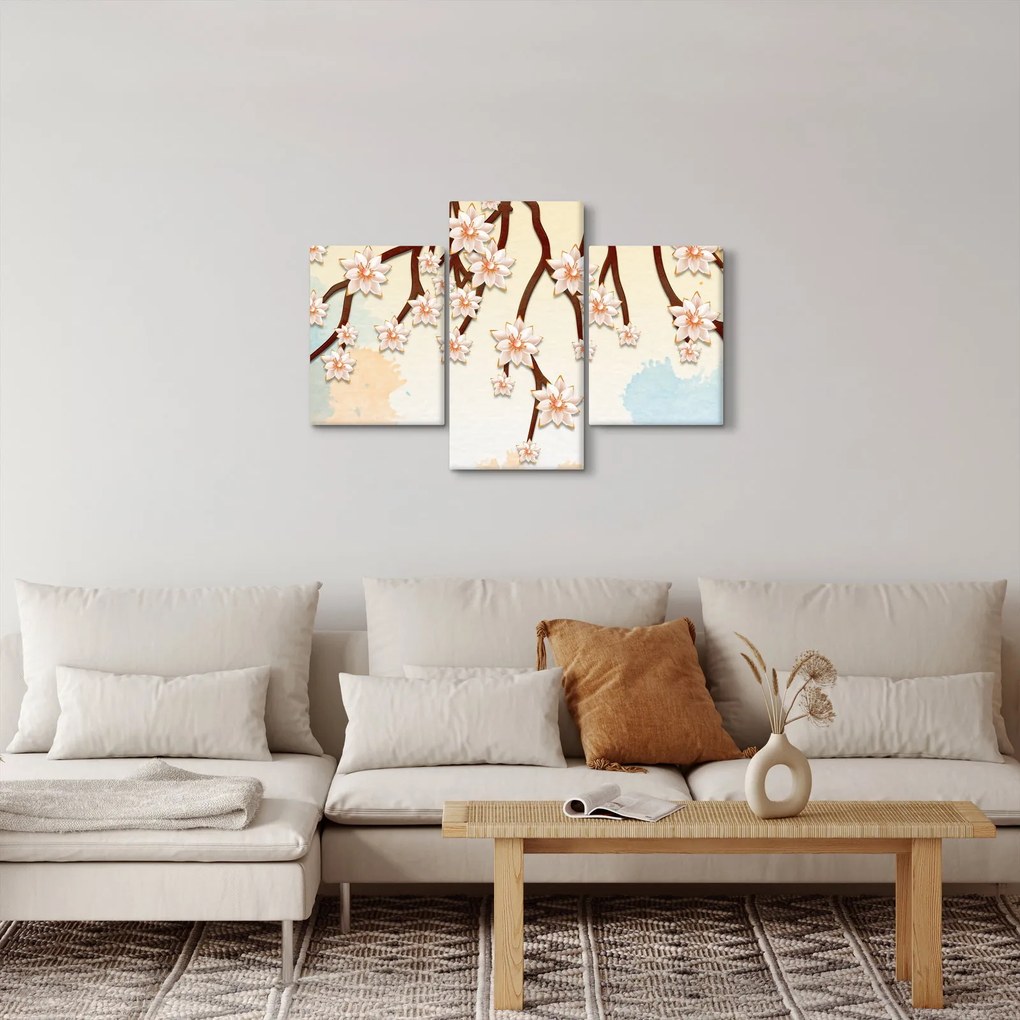 Kép - virágok az ágakon, színes (90x60 cm)