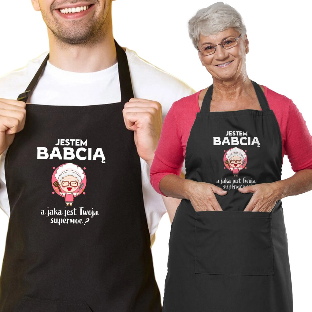 Nagymama kötény fekete, tökéletes ajándék nagymama napjára, vicces