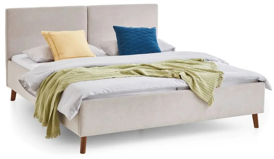Bézs kárpitozott franciaágy ágyráccsal 160x200 cm Piano – Meise Möbel
