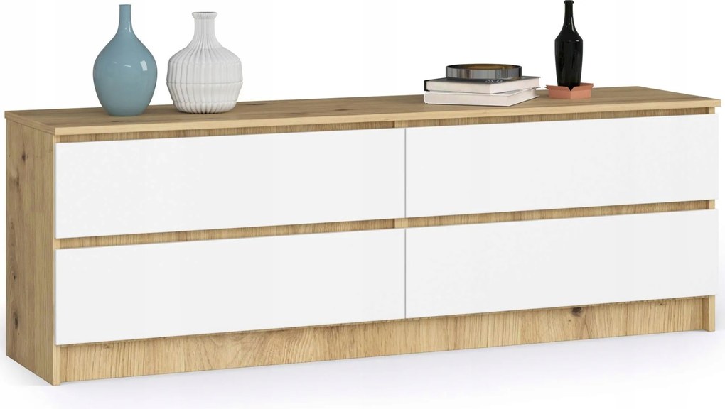 Komód K160 4SZ Clp Pk Tölgy Artisan Fehér Akd Akd