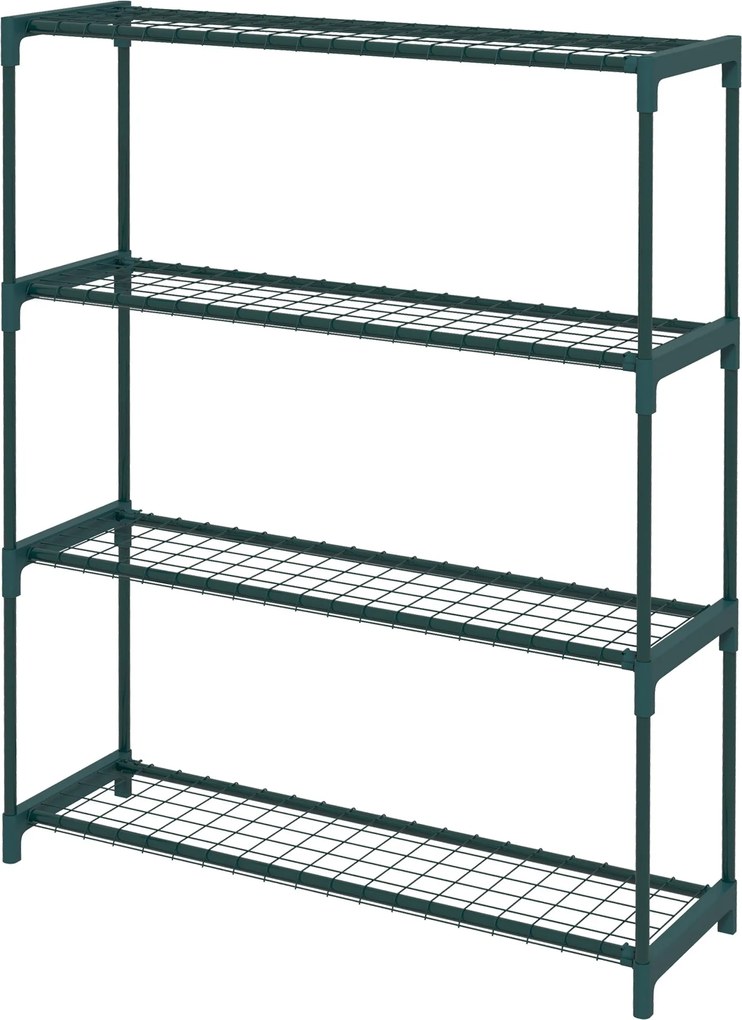 Outsunny 4-Szintes Virágtartó Fém Szerkezettel 89x28x107 cm Sötétzöld | Aosom