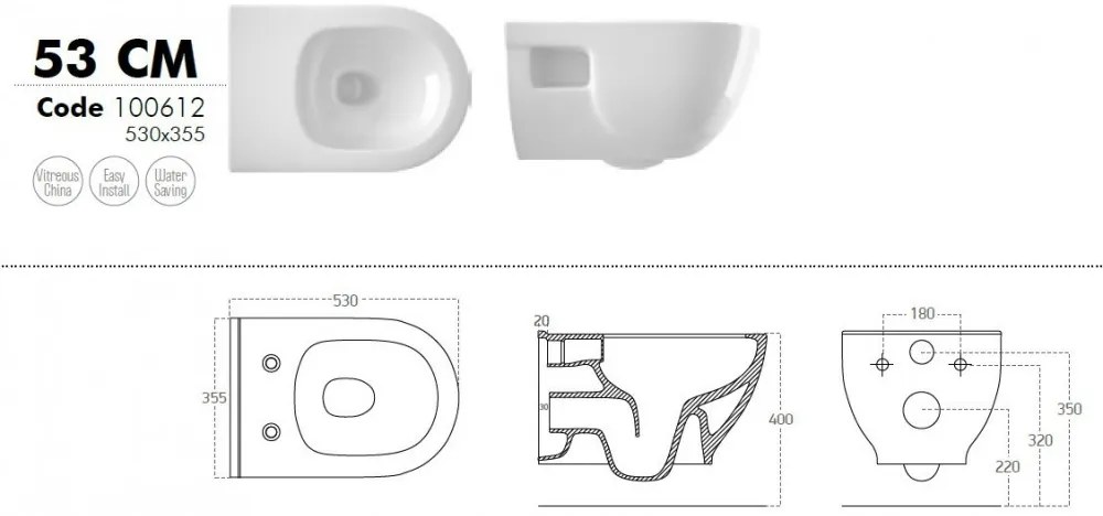 Sanovit BRILLA - fali WC - rimless - perem nélküli - mély öblítésű