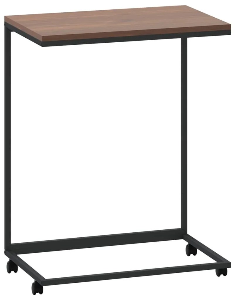 Fekete szerelt fa kisasztal kerekekkel 55x35x70 cm