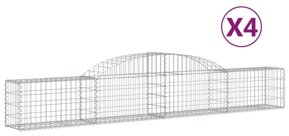 4 db íves horganyzott vas gabion kosár 300x30x40/60 cm