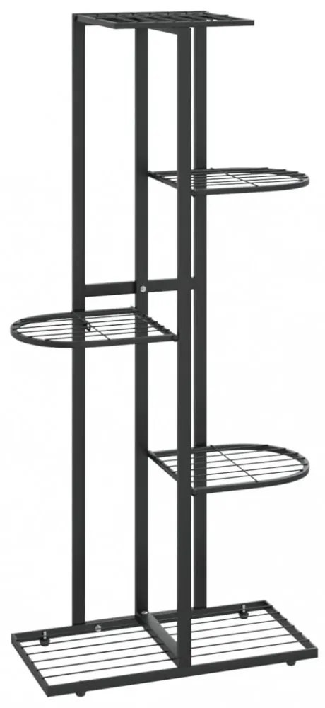 fekete 5 szintes acél virágtartó állvány 43 x 22 x 98 cm