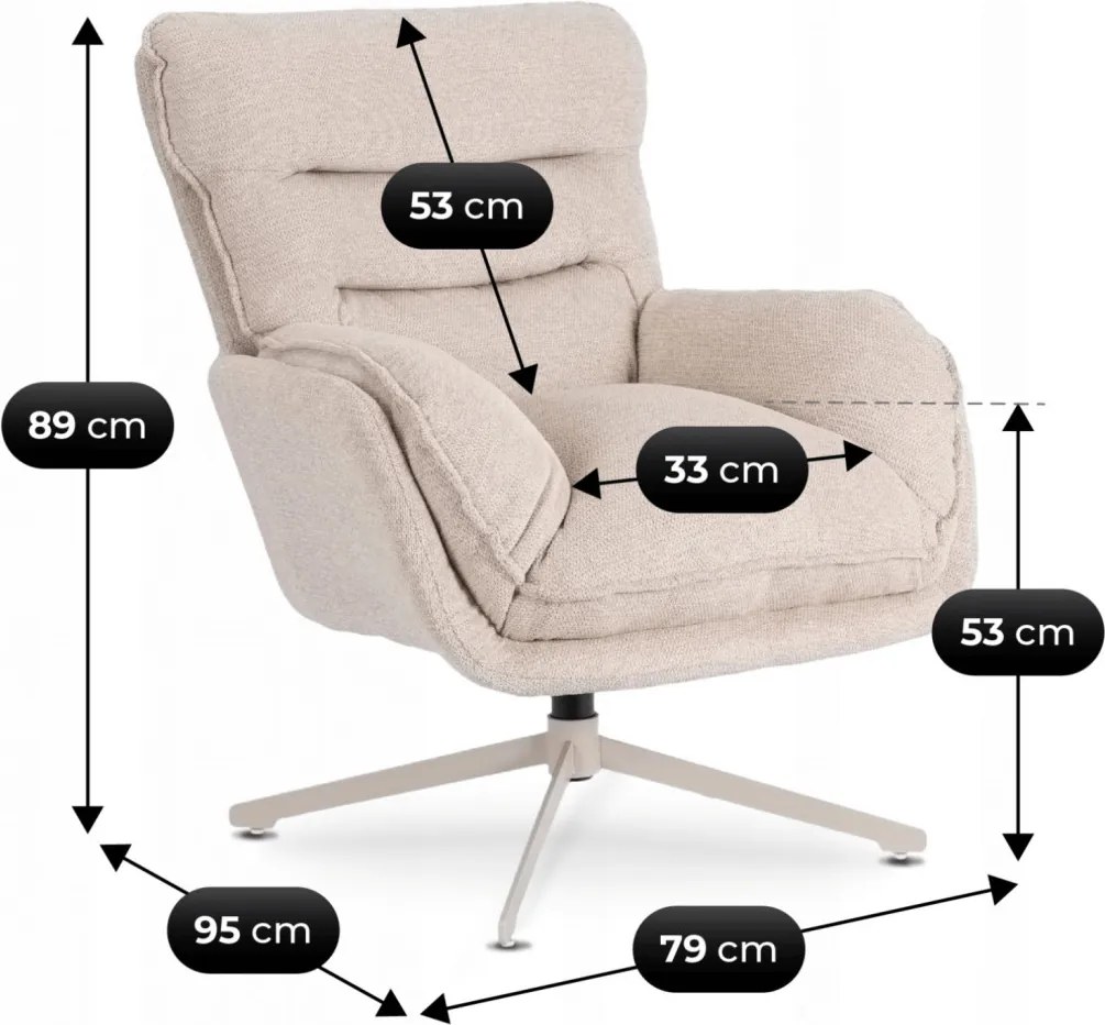 Forgó pihenőfotel lábtartóval krém, PASADENA