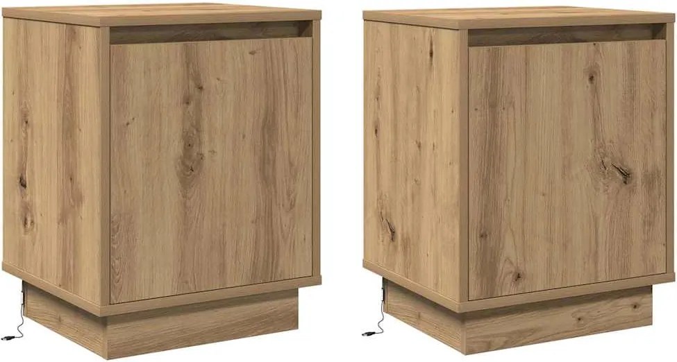 vidaXL Éjjeliszekrény 2 pcs Artisan tölgy 39 x 34,5 x 50 cm Faanyag