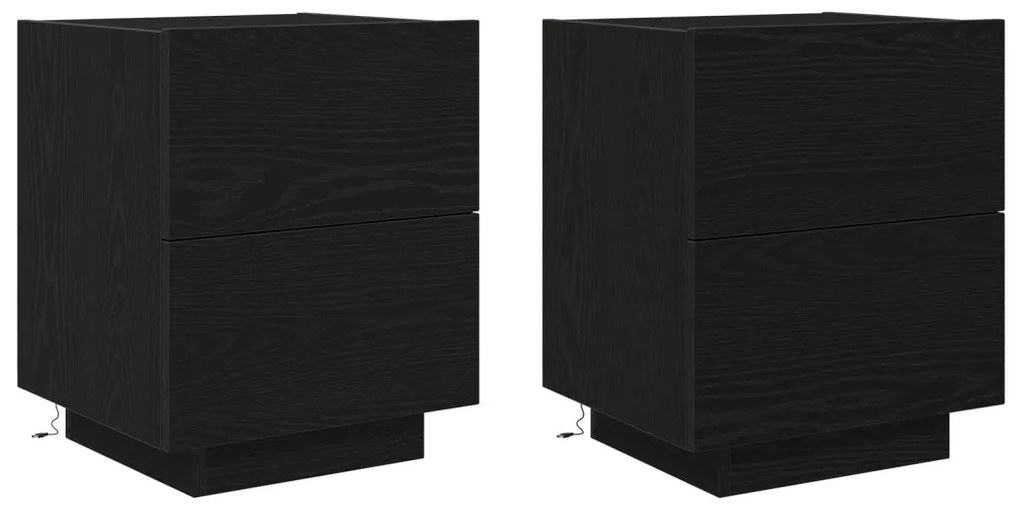 vidaXL Éjjeliszekrény fiókkal 2 pcs Fekete tölgy 45 x 40 x 55 cm