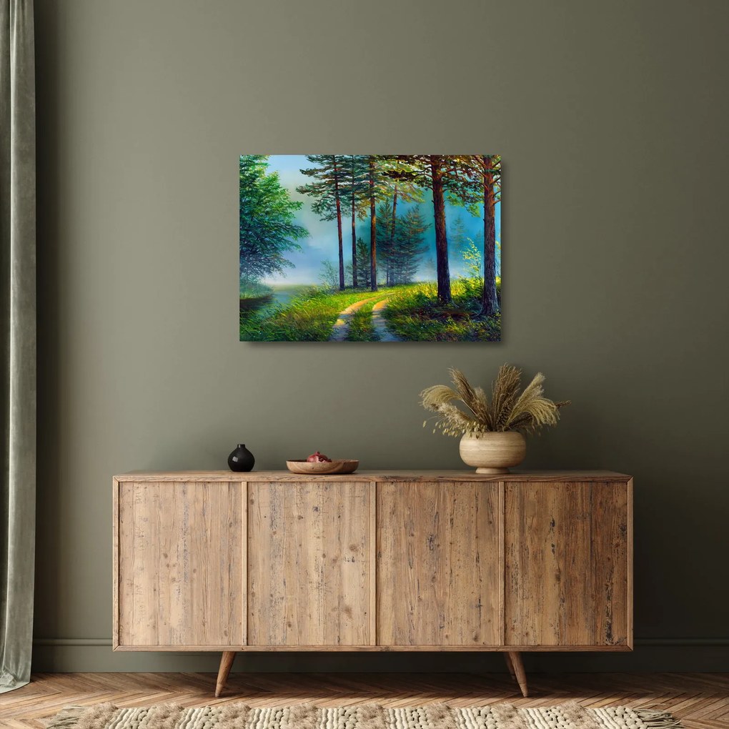 Üveg kép - Olajfestmény tájkép (70x50 cm)