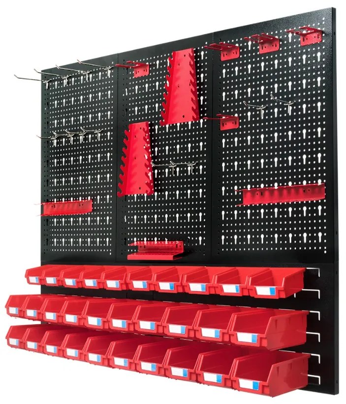 Fém szerszámtartó fal 120x90cm + 30 doboz