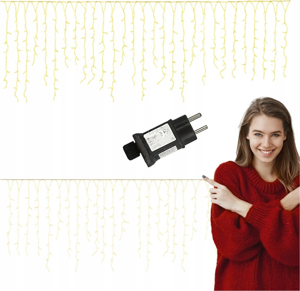 Jegcsap Led Fények 101-200 Led-del Kültéri Meleg Fehér 5M Fényfüggöny