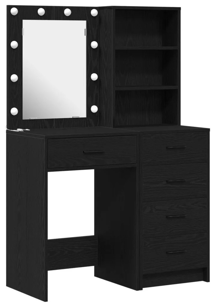 Öltözködőasztal fiókkal 2 pcs Fekete 50 x 41 x 135 cm Faanyag