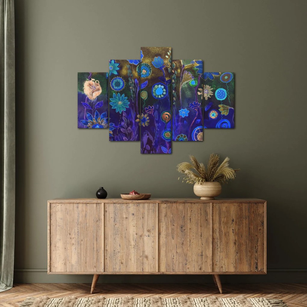 Sötétkék virágok képe (150x105 cm)