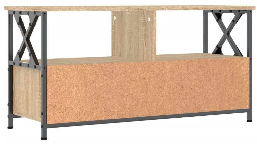 sonoma tölgy színű szerelt fa és vas TV-szekrény 90x33x45 cm