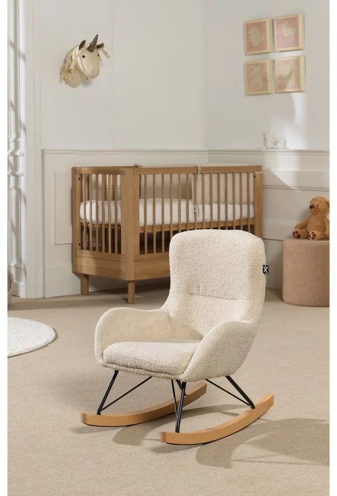 Bézs buklé gyerek hintafotel Rocky – Vipack