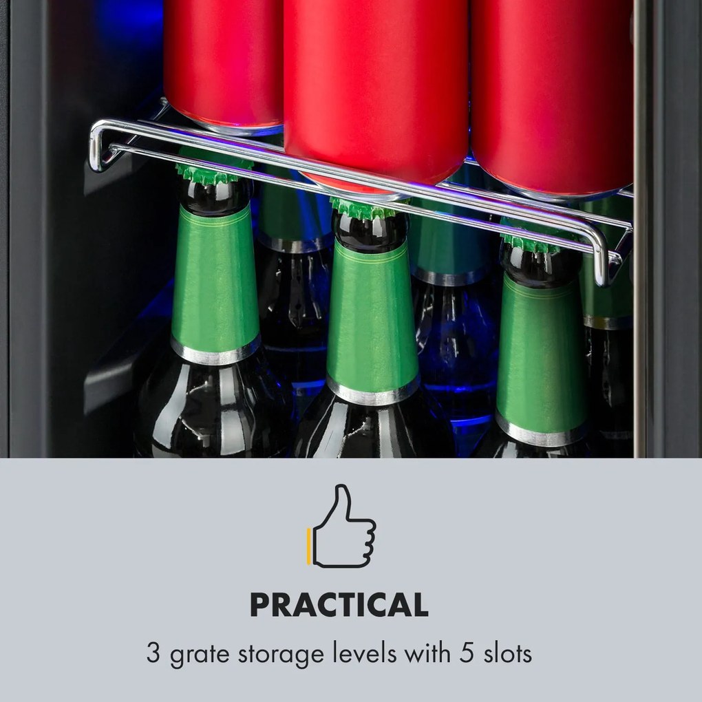 Klarstein Beerlager 56, italhűtőszekrény, 56 liter, 20 palack, G energiahatékonysági osztály, rozsdamentes acél, fekete