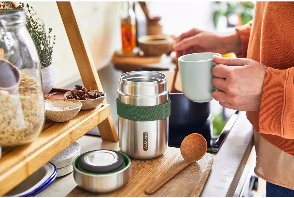 Ezüstszínű rozsdamentes acél ételtartó termosz 400 ml – Black + Blum