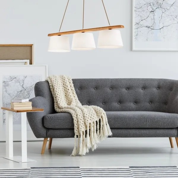 AIDA kábeles csillár, 3xE27, 3x60W, 230V, Ø 25 cm, tölgy