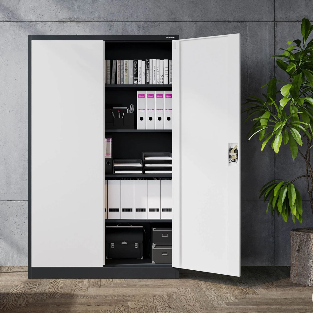 Fém iratszekrény JAN II, 1150 x 185 x 400 mm, antracit-fehér