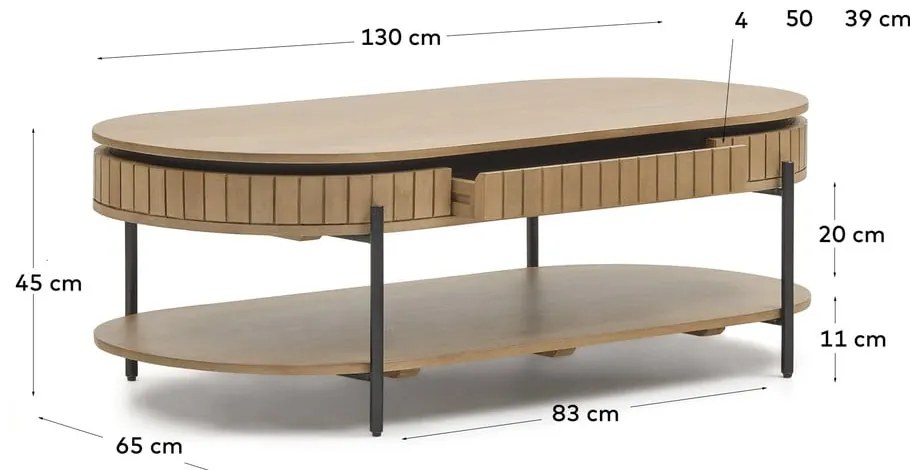 Mangófa dohányzóasztal 130x65 cm Licia - Kave Home