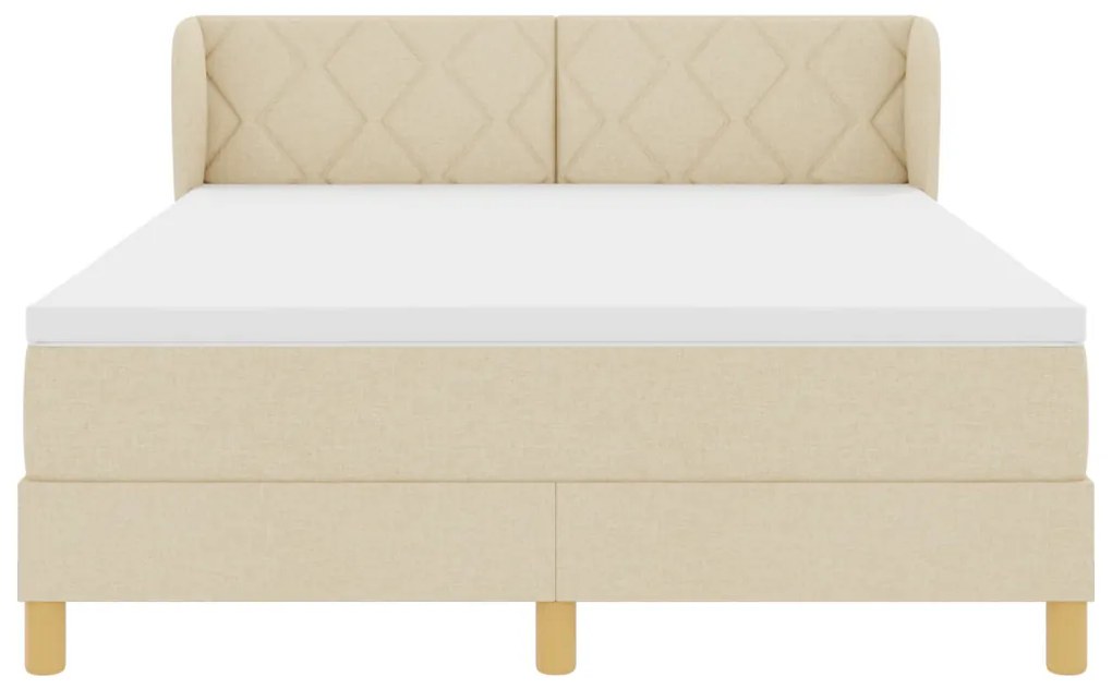 Boxspring Ágy Matrac Felszereléssel - Krém, 140x190 cm, Szövet