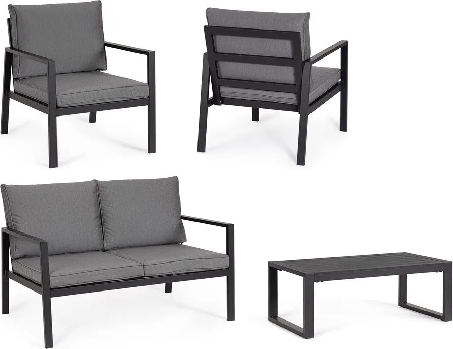 Antracitszürke alumínium négyszemélyes kerti lounge szett Hilde – Bizzotto