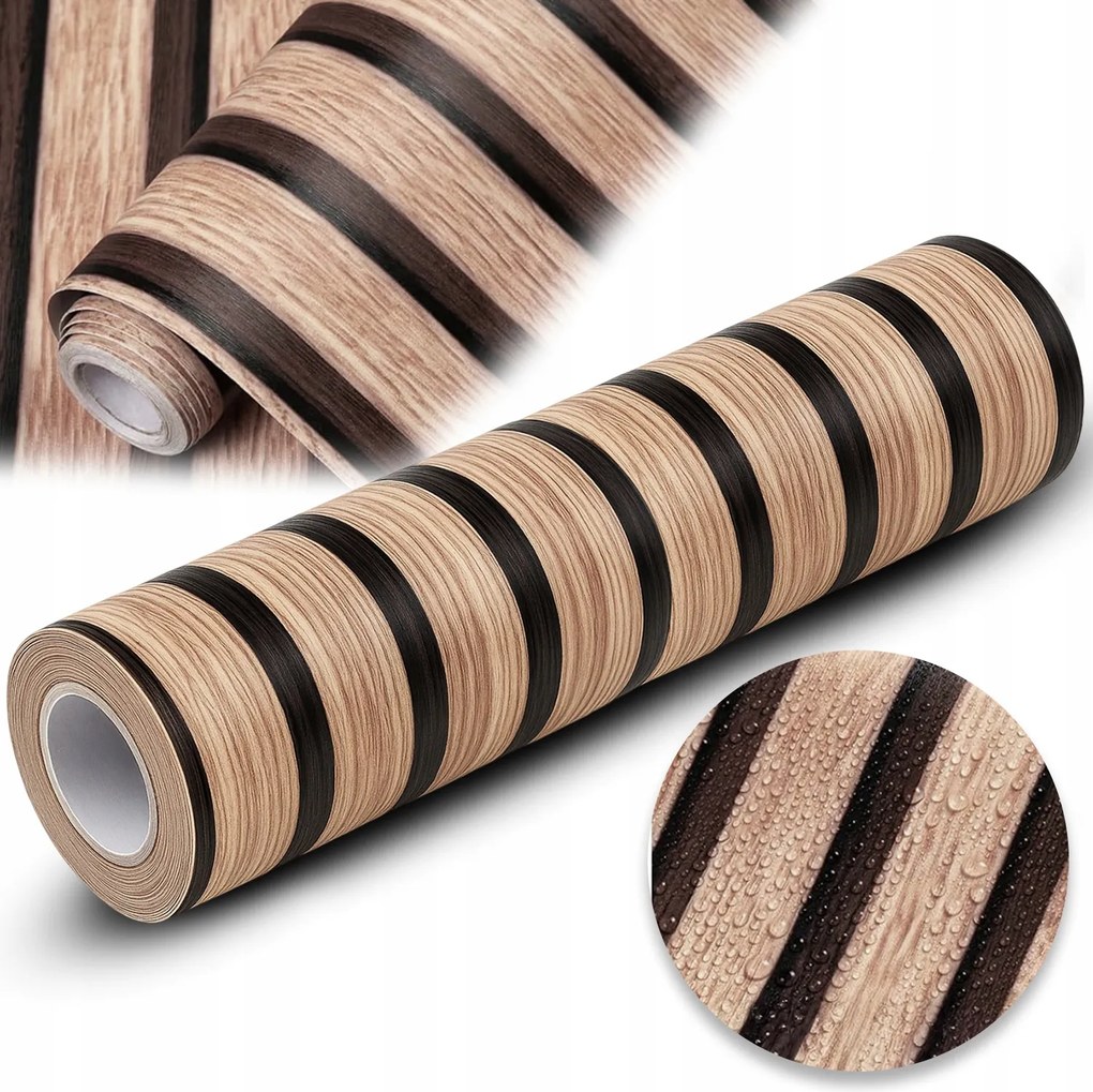 Öntapadós Furnér Tapéta Ragasztóval Fa Lamellák 45cm x 10m