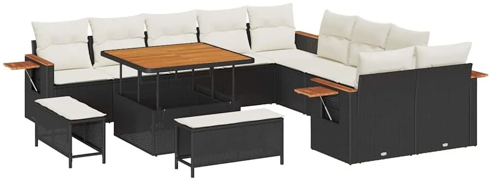 Kerti Kanapé Szett 13 pcs Fekete és krémszínű 100 x 100 x 71 cm