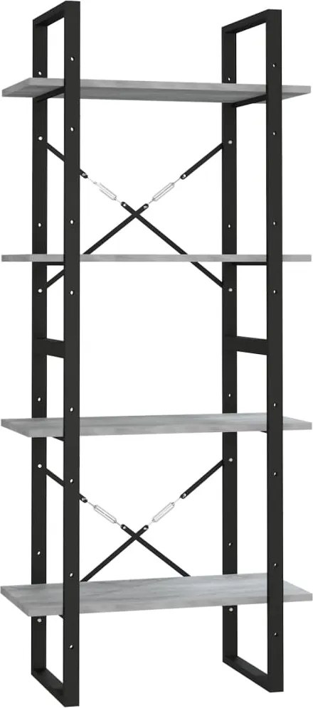 vidaXL 4 szintes szürke sonoma szerelt fa könyvszekrény 60x30x140 cm