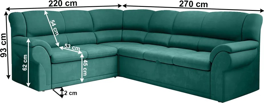 Ülőgarnitúra, smaragd, balos, AMELIA