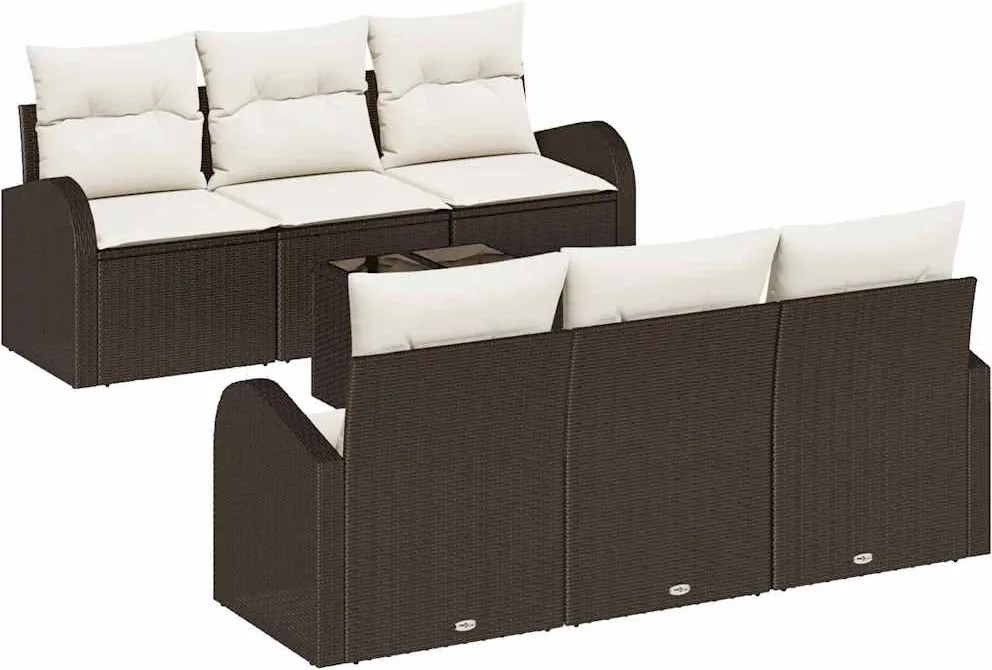 vidaXL Kerti Kanapé Szett Barna 55 x 55 x 37 cm polirattan