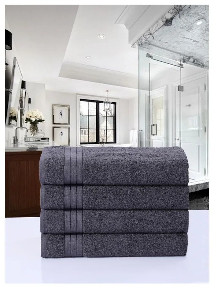 Antracitszürke frottír pamut törölköző szett 4 db-os 50x100 cm – Good Morning