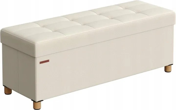 Puff Láda Tárolóval 110 CM Songmics Fehér 300 Kg