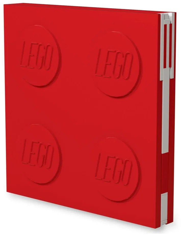 Piros négyszögletes jegyzetfüzet zselés tollal, 15,9 x 15,9 cm - LEGO®
