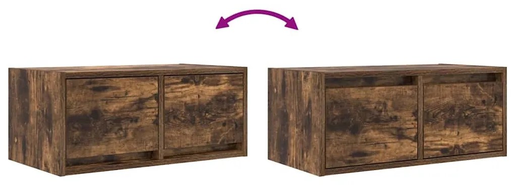 2 db füstös tölgy színű szerelt fa TV-szekrény 60x31x25,5 cm