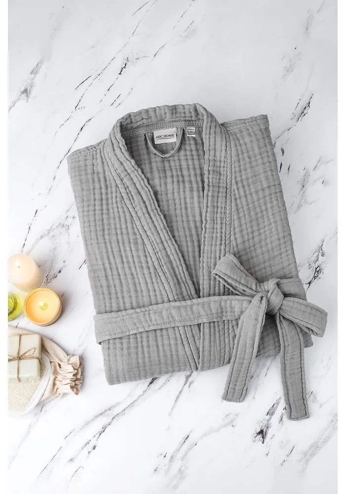 Szürke muszlin fürdőköpeny S/M Kimono – Foutastic