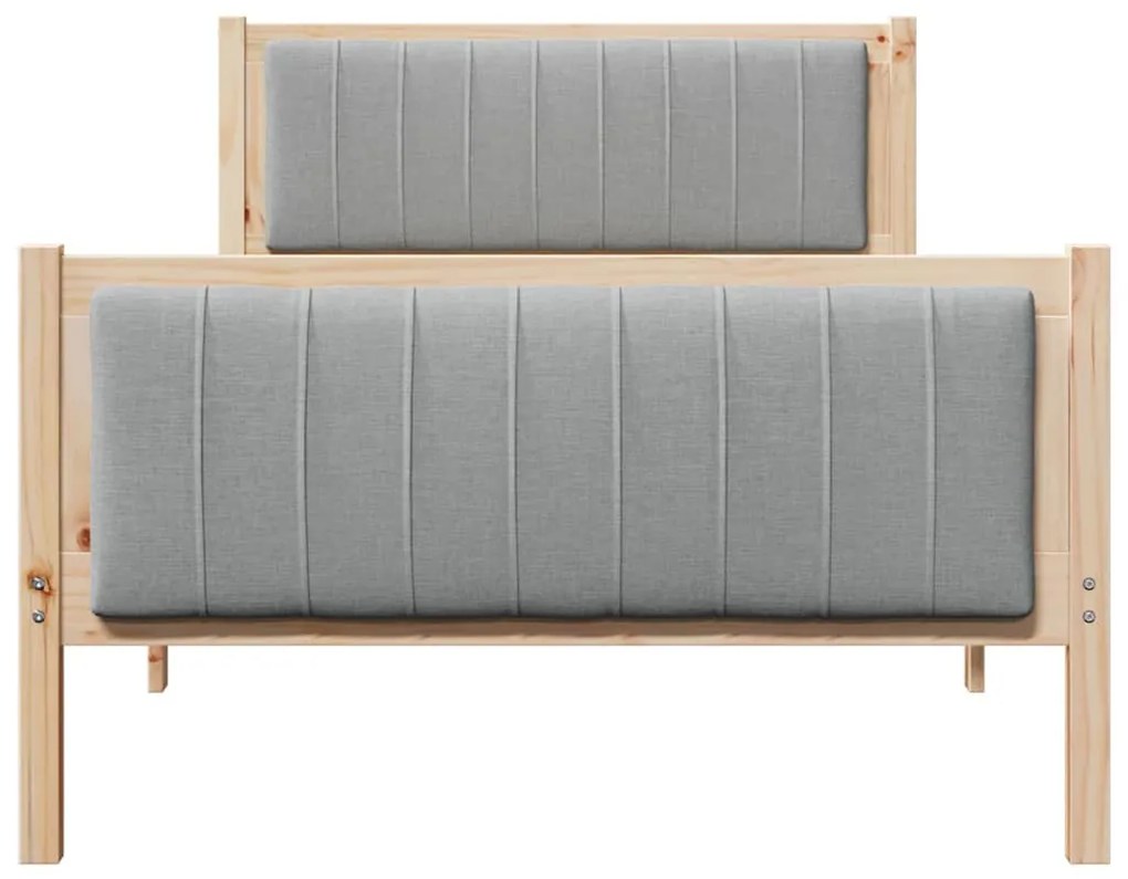 Ágykeret Barna és világosszürke 100 x 200 cm Tömör fenyőfa