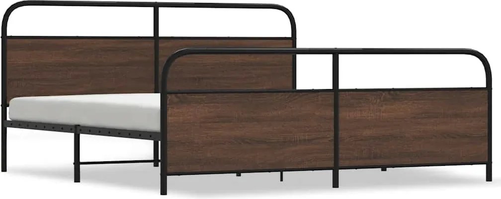 vidaXL barna tölgy színű fém ágykeret matrac nélkül 193 x 203 cm