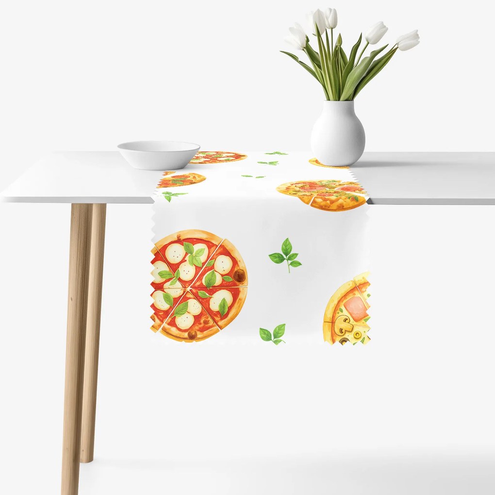 Goldea viaszosvászon asztali futó - ízletes pizza 50x180 cm