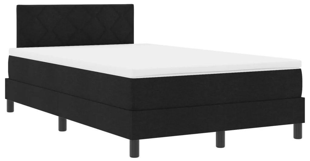 Box Spring Ágy Matraccal és LED Fénnyel Fekete 120x200 cm Szövet
