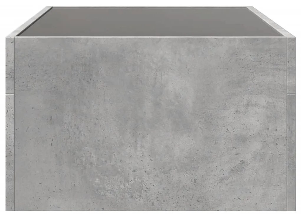 betonszürke végtelen hatású LED-es dohányzóasztal 90x50x30 cm
