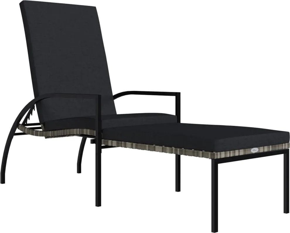 vidaXL szürke polyrattan napozóágy lábtartóval