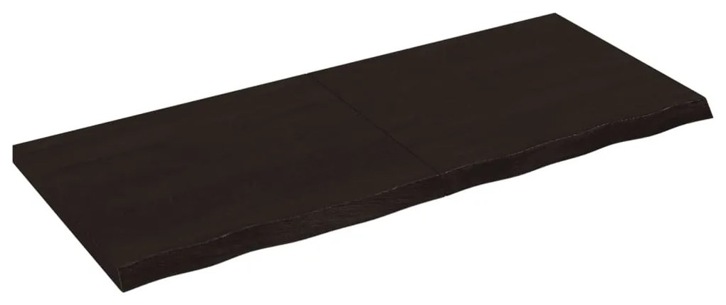 sötétbarna kezelt tömör tölgyfa fali polc 120 x 50 x (2-4) cm