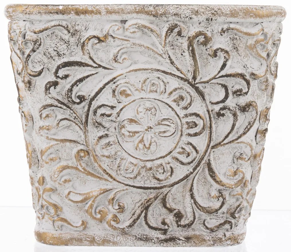 Kaspó cement arany, szürke 15x18,5x18,5 cm
