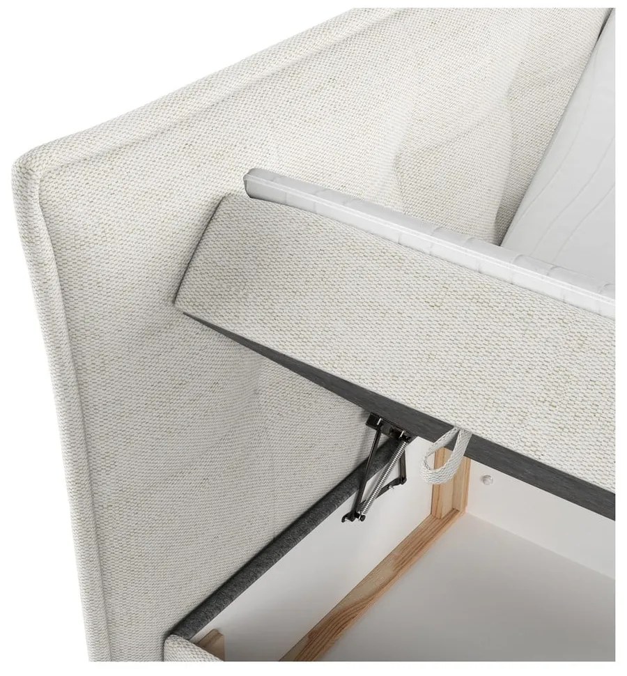 Krémszínű ágyneműtartós boxspring ágy 200x200 cm Sinai – Maison de Rêve