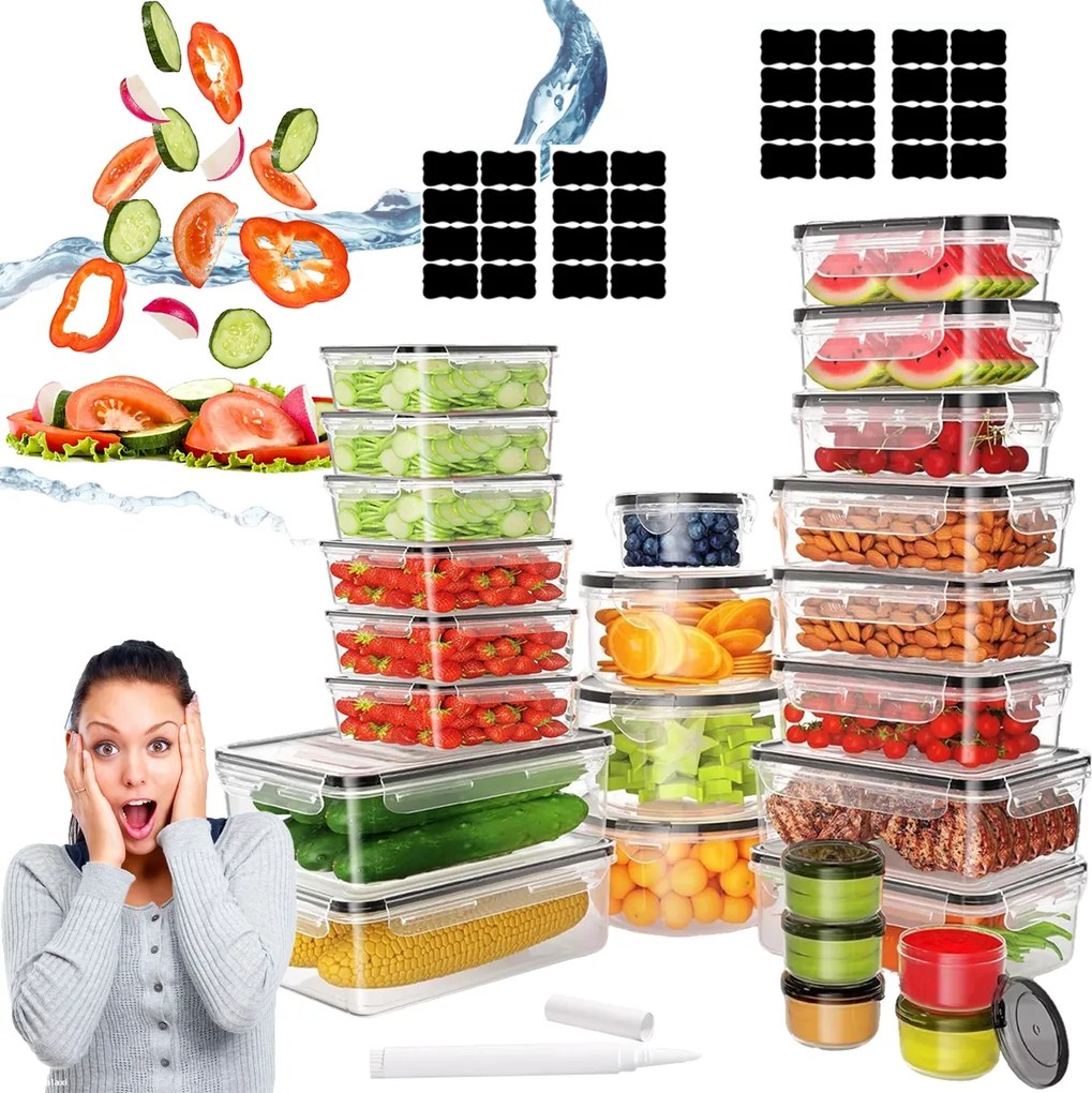 Műanyag Ételtároló Dobozok Légmentesen Záródó Fedéllel 25 Db Címkék