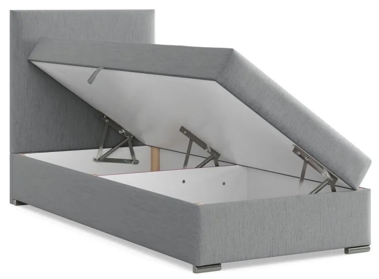 Agen egyszemélyes ágy, szövet, ágyneműtartóval, szürke