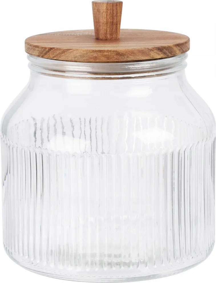 Üvegtartály 2200 ML Fa Fedél 16 x 19 CM Kekszekhez