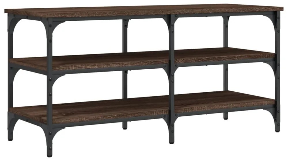 barna tölgy színű szerelt fa cipőtároló pad 100 x 38,5 x 49 cm